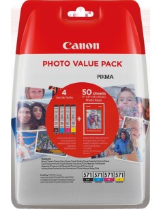 Canon CLI-571 C M Y BK cartuccia d'inchiostro 4 pz Originale Resa standard Nero, Ciano, Giallo, Magenta