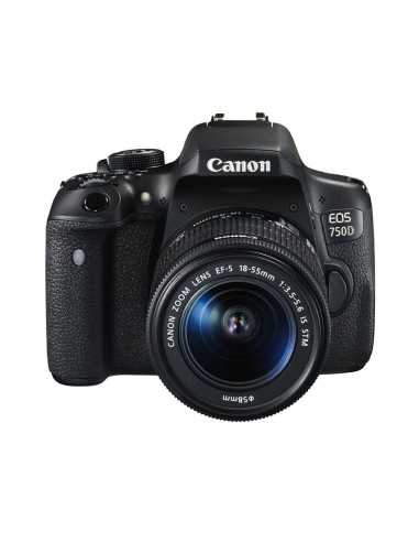 Canon EOS 750D + EF-S 18-55mm Kit fotocamere SLR 24,2 MP CMOS 6000 x 4000 Pixel Nero
