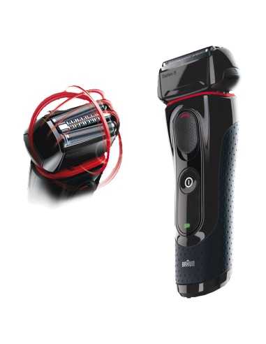Braun Series 5 5030S Rasoio Trimmer Nero, Rosso