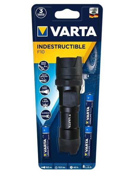 Varta INDESTRUCTIBLE F10 Nero Torcia a mano LED