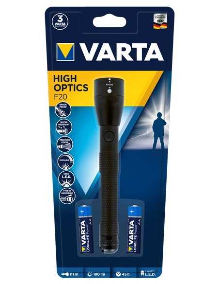 Varta HIGH OPTICS F20 Nero Torcia a mano LED