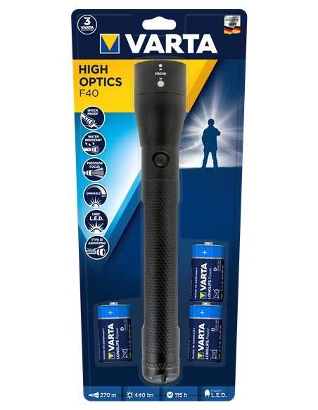 Varta HIGH OPTICS F40 Nero Torcia elettrica universale LED