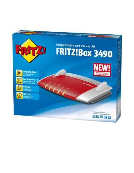 AVM FRITZ!Box 3490 International router wireless Gigabit Ethernet Dual-band (2.4 GHz 5 GHz) Rosso, Argento