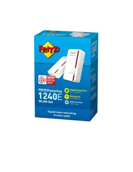 FRITZ!Powerline 1240E WLAN 1200 Mbit s Collegamento ethernet LAN Wi-Fi Rosso, Bianco 2 pz