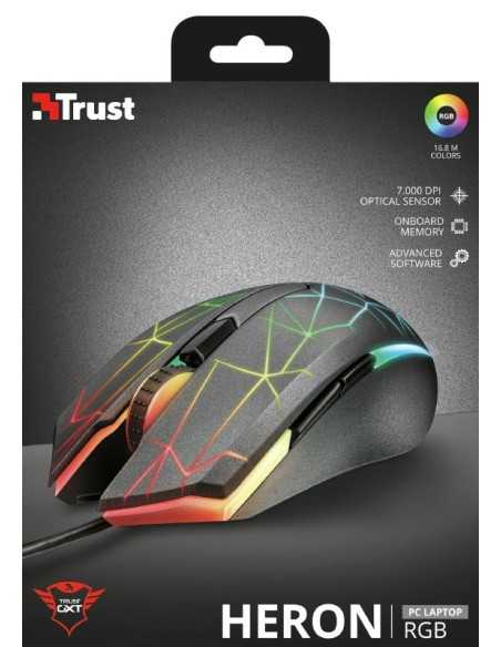 Trust GXT 170 Heron RGB RB6 edition mouse Mano destra USB tipo A Ottico 7000 DPI