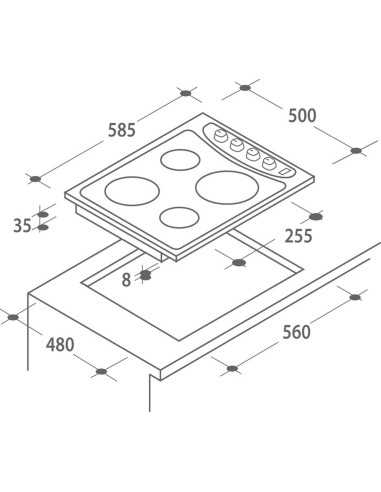 Candy PLE 64 Bianco Da incasso Piastra sigillata 4 Fornello(i)