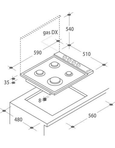 Candy CLG64SPX Acciaio inossidabile Da incasso 56 cm Gas 4 Fornello(i)