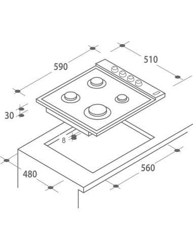 Candy CLG 64 SGX Acciaio inossidabile Da incasso Gas 4 Fornello(i)
