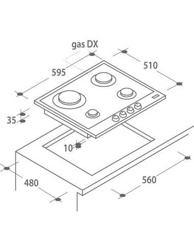 Candy CPG64SXD piano cottura Acciaio inossidabile Da incasso Gas 4 Fornello(i)