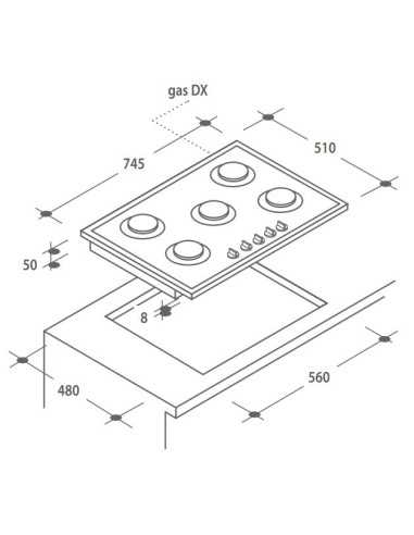 Candy CVG 75 SQPB Bianco Da incasso 75 cm Gas 5 Fornello(i)