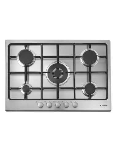 Candy Timeless CPG75SWPX Acciaio inossidabile Da incasso 75 cm Gas 5 Fornello(i)