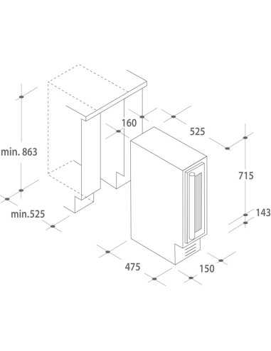 Candy CCVB 15 Cantinetta vino con compressore Da incasso Nero 7 bottiglia bottiglie