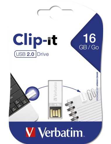 Verbatim Clip-it unità flash USB 16 GB USB tipo A 2.0 Bianco