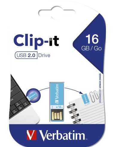 Verbatim Clip-it unità flash USB 16 GB USB tipo A 2.0 Blu