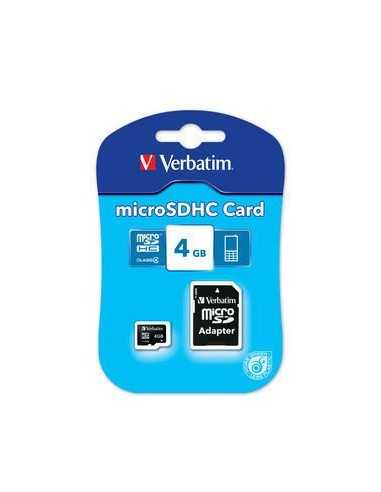 Verbatim Micro SDHC 4GB - Class 4 with adapter MicroSDHC
