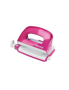 Leitz NeXXt Series WOW Metal Mini Hole Punch perforatore e accessori 10 fogli Metallico, Rosa, Bianco