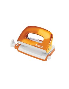 Leitz NeXXt Series WOW Metal Mini Hole Punch perforatore e accessori 10 fogli Metallico, Arancione, Bianco