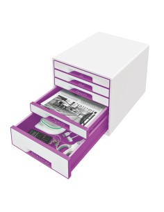 Leitz WOW organizzatore per cassetto di scrivania Polistirolo Porpora, Bianco 2
