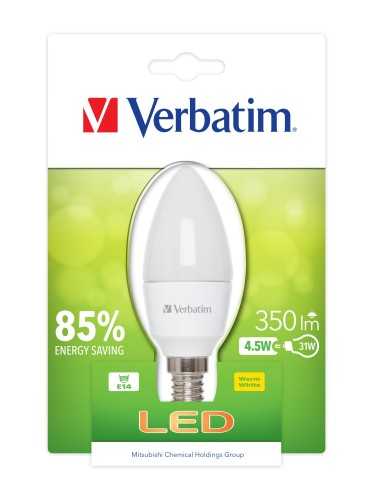 Verbatim LED Candela, smerigliata, E14, 4.5W