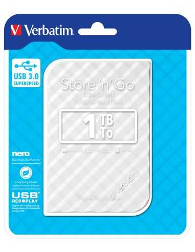 Verbatim Disco rigido portatile Store 'n' Go USB 3.0 da 1 TB - Bianco