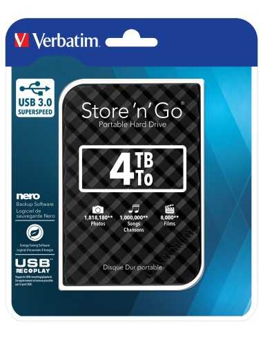 Verbatim Disco rigido portatile Store 'n' Go USB 3.0 da 4 TB Nero