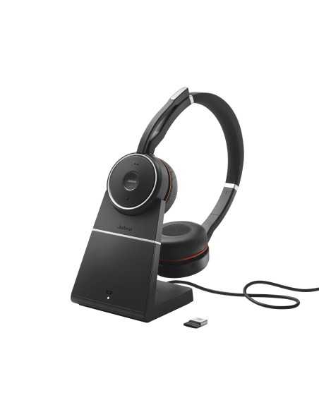 Jabra Evolve 75 MS Stereo Auricolare Con cavo e senza cavo A Padiglione Ufficio Micro-USB Bluetooth Nero, Rosso