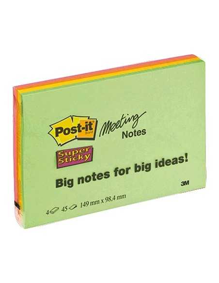 3M Post-it 149 x 98mm (4 x 45) etichetta autoadesiva Verde, Arancione, Rosa, Giallo 4 pz