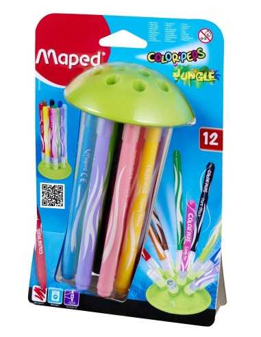 Maped Color'Peps Jungle Innovation, 12-pack marcatore Nero, Blu, Marrone, Verde, Arancione, Rosa, Porpora, Rosso, Giallo 12 pz