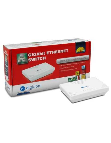Digicom SWG05-T01 Non gestito Gigabit Ethernet (10 100 1000) Bianco