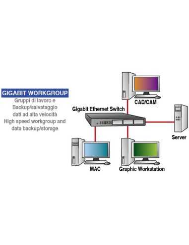 Digicom SWG24-T02 Non gestito Gigabit Ethernet (10 100 1000) 1U Nero