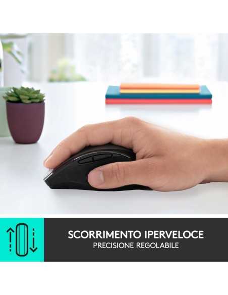 Logitech M705 Marathon Mouse Wireless, Ricevitore USB Unifying 2,4 GHz, 1000 DPI, 5 Pulsanti Programmabili, Durata Batteria di