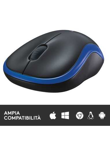Logitech M185 Mouse Wireless, 2,4 GHz con Mini Ricevitore USB, Durata Batteria di 12 Mesi, Tracciamento Ottico 1000 DPI,