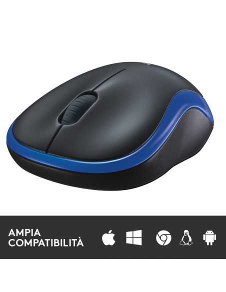 Logitech M185 Mouse Wireless, 2,4 GHz con Mini Ricevitore USB, Durata Batteria di 12 Mesi, Tracciamento Ottico 1000 DPI,