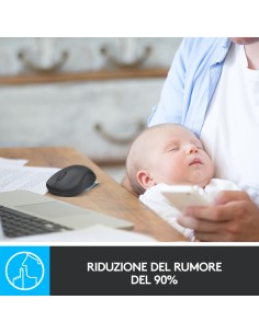 Logitech M220 SILENT Mouse Wireless, 2,4 GHz con Ricevitore USB, Tracciamento Ottico 1000 DPI, Durata Batteria di 18 Mesi, 2