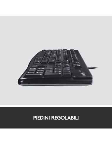 Logitech K120 Tastiera con Cavo per Windows, USB Plug-and-Play, Dimensioni Standard, Resistente agli Schizzi, Barra Spaziatrice