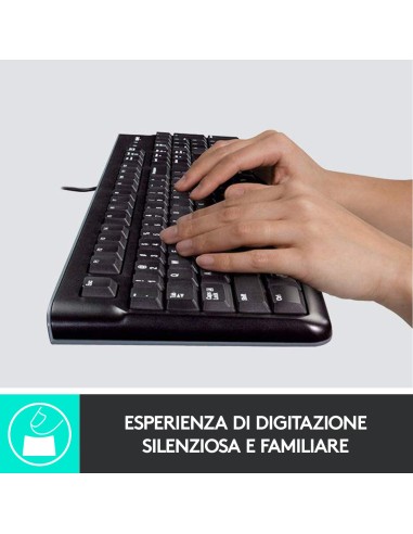 Logitech MK120 Combo Tastiera e Mouse con Filo per Windows, Mouse Ottico Cablato, Tastiera di Dimensioni Standard, USB