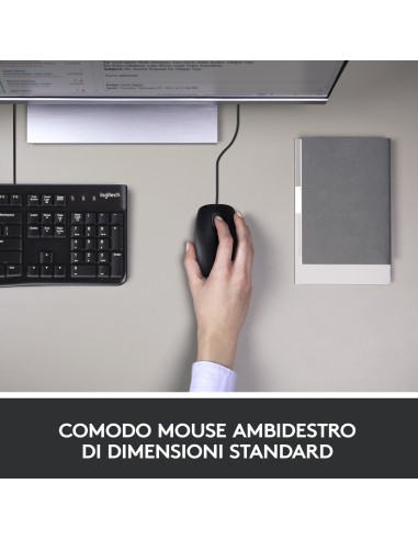 Logitech MK120 Combo Tastiera e Mouse con Filo per Windows, Mouse Ottico Cablato, Tastiera di Dimensioni Standard, USB