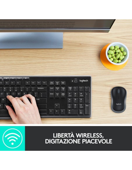 Logitech MK270 Combo Tastiera e Mouse Wireless per Windows, 2,4 GHz Wireless, Mouse Compatto, 8 Tasti Multimediali e di Scelta