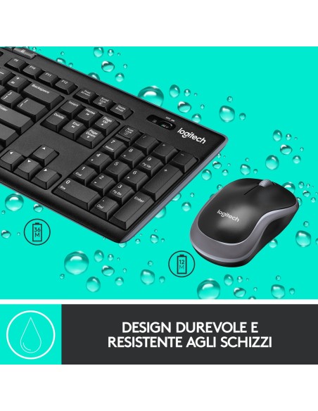 Logitech MK270 Combo Tastiera e Mouse Wireless per Windows, 2,4 GHz Wireless, Mouse Compatto, 8 Tasti Multimediali e di Scelta