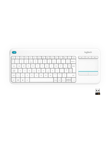 Logitech K400 Plus Tastiera Wireless Touch TV, Facili Controlli Multimediali e Touchpad Integrato, Tastiera HTPC per TV