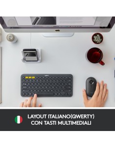 Logitech K380 Multi-Device Tastiera Bluetooth Wireless, Design Easy-Switch, Sottile, Portatile, 2 Anni di Batteria, Funziona 2