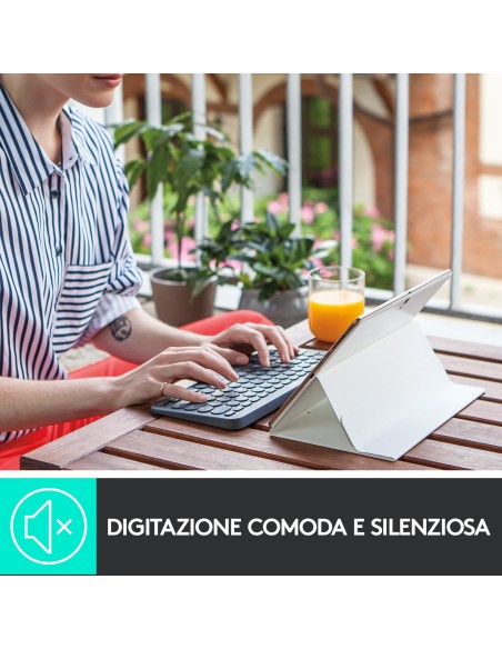 Logitech K380 Multi-Device Tastiera Bluetooth Wireless, Design Easy-Switch, Sottile, Portatile, 2 Anni di Batteria, Funziona