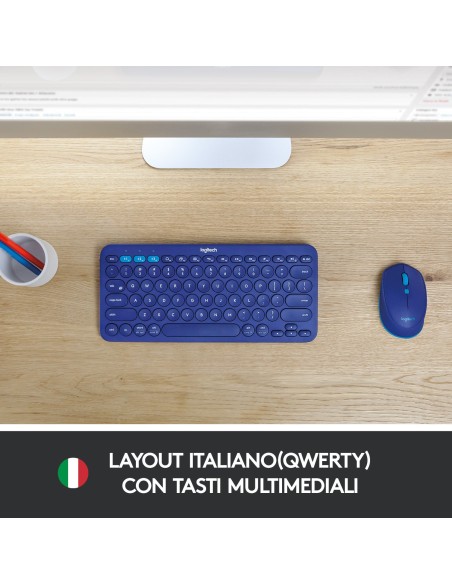 Logitech K380 Multi-Device Tastiera Bluetooth Wireless, Design Easy-Switch, Sottile, Portatile, 2 Anni di Batteria, Funziona