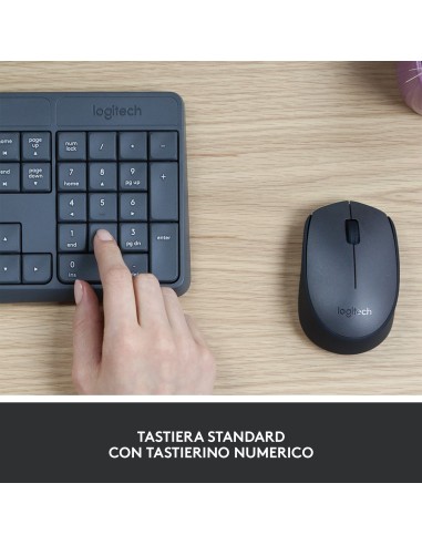 Logitech MK235 Combo Tastiera e Mouse Wireless per Windows, Ricevitore Unifying USB 2,4 GHz Wireless, 15 Tasti FN, Lunga Durata