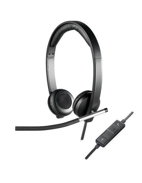 Logitech USB Headset Stereo H650e Auricolare Cablato A Padiglione Ufficio Nero, Argento