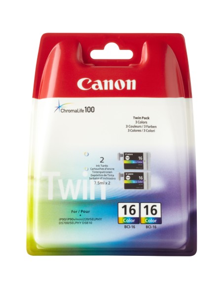 Canon Cartuccia d'inchiostro colore BCI-16 C M Y (confezione doppia)
