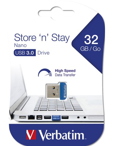 Verbatim Store 'n' Stay NANO - Memoria USB 3.0 da 32 GB - Blu