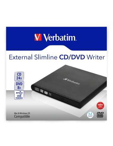 Verbatim Slimline CD DVD lettore di disco ottico DVD-RW Nero