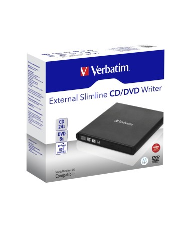 Verbatim Slimline CD DVD lettore di disco ottico DVD-RW Nero