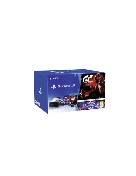 Sony PlayStation VR + PS Camera v2 + VR Worlds + GT Sport Occhiali immersivi FPV 610 g Nero, Bianco